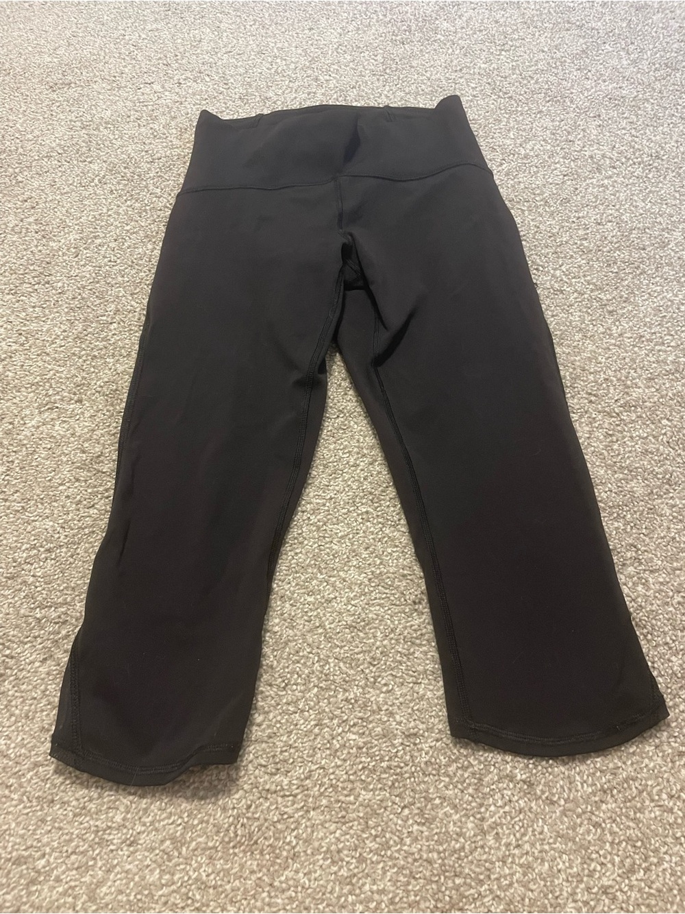 Black Lululemon Train Times Crop Leggings Mesh Detail Size 6